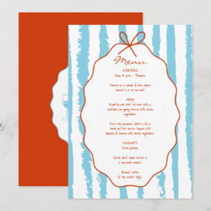 Whimsical Stripes Handwritten Painted Wedding Menu