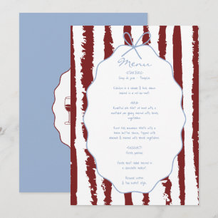 Whimsical Stripes Handwritten Painted Wedding  Menu