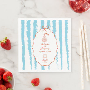 Whimsical Stripes Handwritten Painted Wedding Napkins