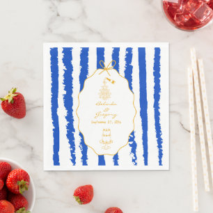 Whimsical Stripes Handwritten Painted Wedding Napkins