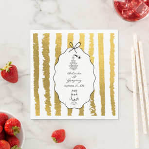 Whimsical Stripes Handwritten Painted Wedding  Napkins