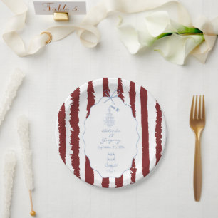 Whimsical Stripes Handwritten Painted Wedding Paper Plates
