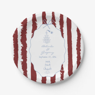 Whimsical Stripes Handwritten Painted Wedding Paper Plates