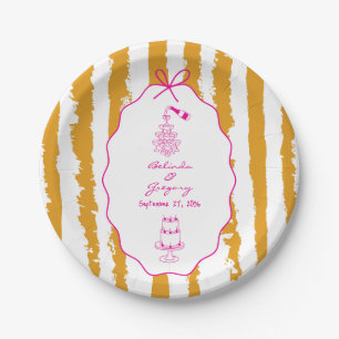 Whimsical Stripes Handwritten Painted Wedding Paper Plates