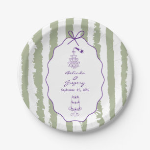 Whimsical Stripes Handwritten Painted Wedding Paper Plates