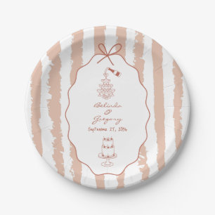 Whimsical Stripes Handwritten Painted Wedding  Paper Plates