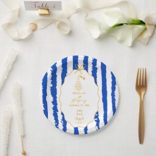 Whimsical Stripes Handwritten Painted Wedding Paper Plates