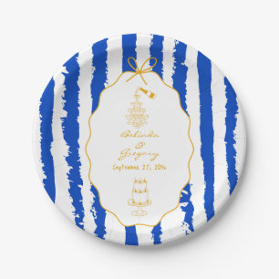 Whimsical Stripes Handwritten Painted Wedding  Paper Plates