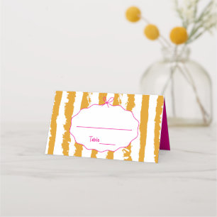 Whimsical Stripes Handwritten Painted Wedding  Place Card