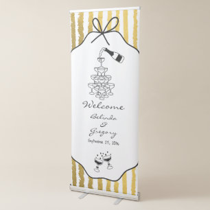 Whimsical Stripes Handwritten Painted Wedding  Retractable Banner