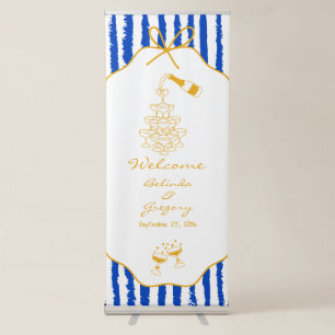 Whimsical Stripes Handwritten Painted Wedding Retractable Banner