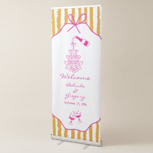 Whimsical Stripes Handwritten Painted Wedding  Retractable Banner