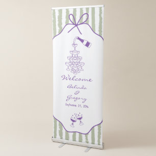 Whimsical Stripes Handwritten Painted Wedding  Retractable Banner