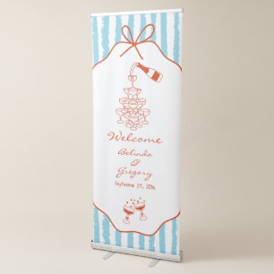 Whimsical Stripes Handwritten Painted Wedding  Retractable Banner