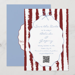 Whimsical Stripes Handwritten Painted Wedding  Save The Date