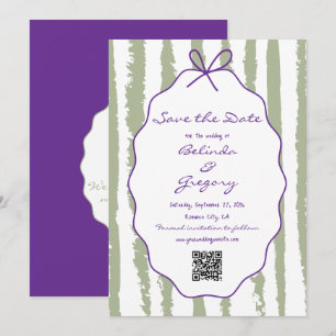 Whimsical Stripes Handwritten Painted Wedding  Save The Date