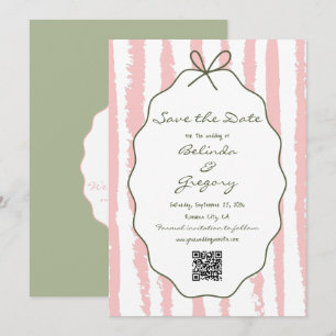 Whimsical Stripes Handwritten Painted Wedding Save The Date