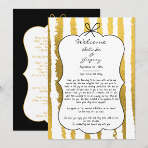Whimsical Stripes Handwritten Wedding Itinerary Program