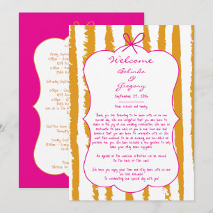 Whimsical Stripes Handwritten Wedding Itinerary  Program