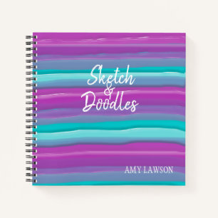 Whimsical Stripes Watercolor Custom Notebook