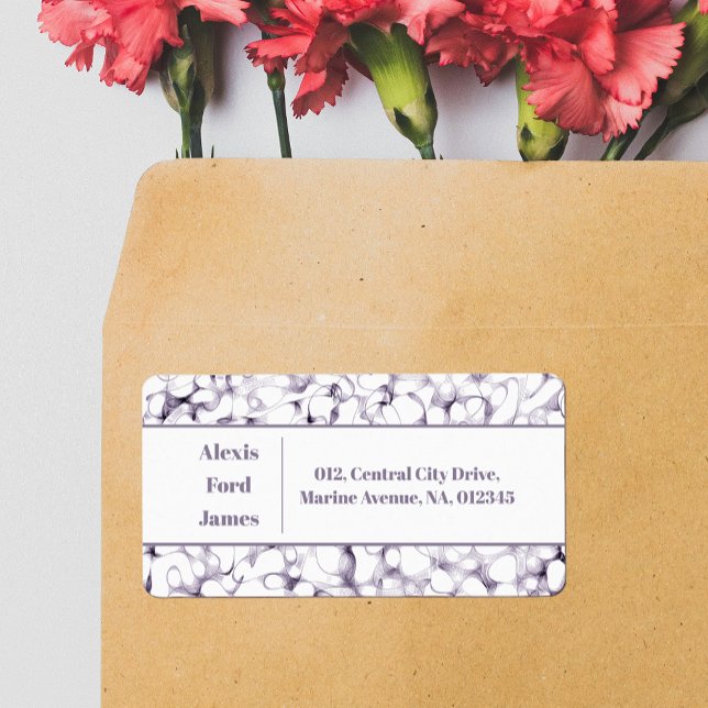 Whimsical Strokes Purple Pen Doodles Address Label (Creator Uploaded)