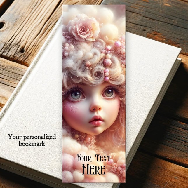 Whimsical Sugar Candy Doll Girly Bookmarks (A fun and whimsical bookmark featuring a painting of a pink girly candy doll)