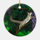 Whimsical Sugar Glider in Grape Vines Ceramic Ornament