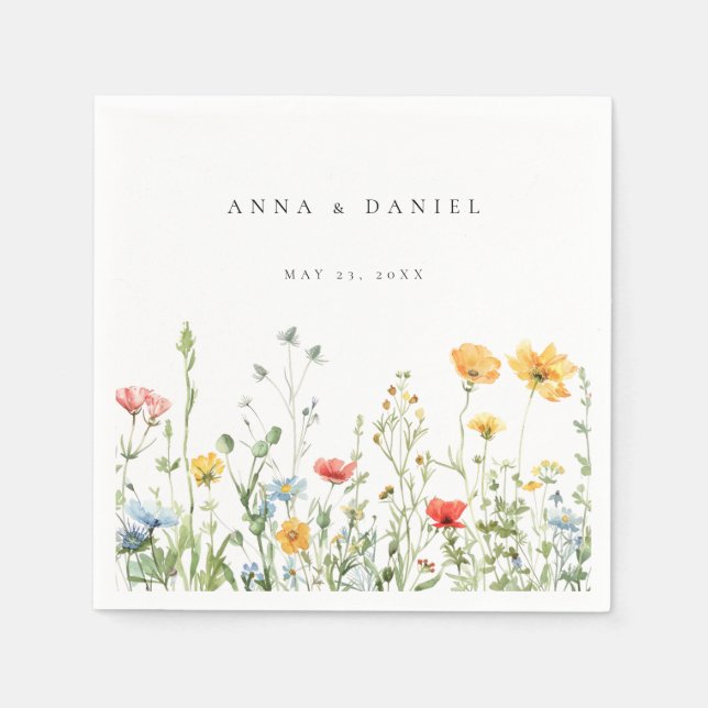Whimsical Summer Floral Wedding Napkins (Front)