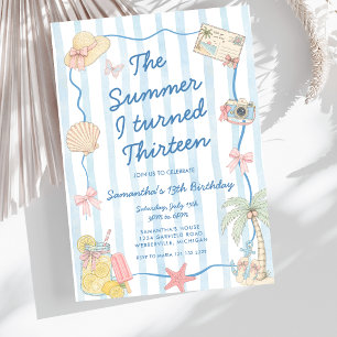 Whimsical Summer I Turned Thirteen 13th Birthday Invitation
