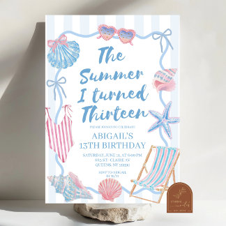 Whimsical Summer I turned thirteen TEEN birthday Invitation