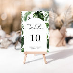 Whimsical Summer Tropical Leaves Script Wedding Table Number<br><div class="desc">Modern and elegant design printed Whimsical Arch Frame Summer Tropical Leaves Script Wedding Table Number that can be customized with your text and add each table number card to your cart, one by one. Please click the "Customize it" button and use our design tool to modify this template. Check out...</div>