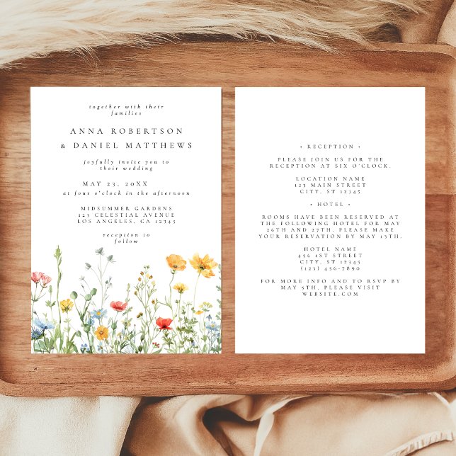 Whimsical Summer Wildflower All in One Wedding Invitation (Creator Uploaded)