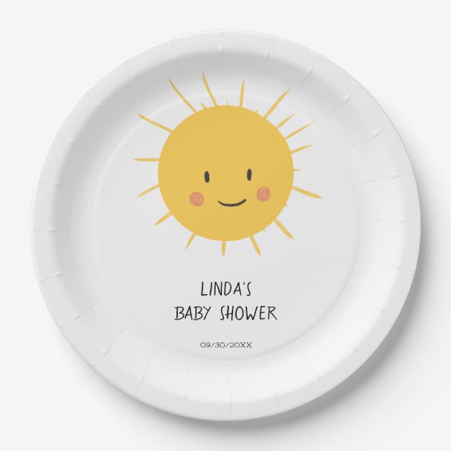 Whimsical Sun Baby Shower Paper Plates (Front)