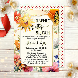 Whimsical Sun Butterfly Floral Post-Wedding Brunch Invitation