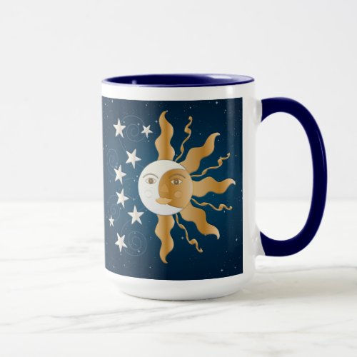 Whimsical Sun Moon and Stars Mug