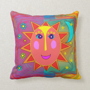 Whimsical Sun Moon and Stars Pillow