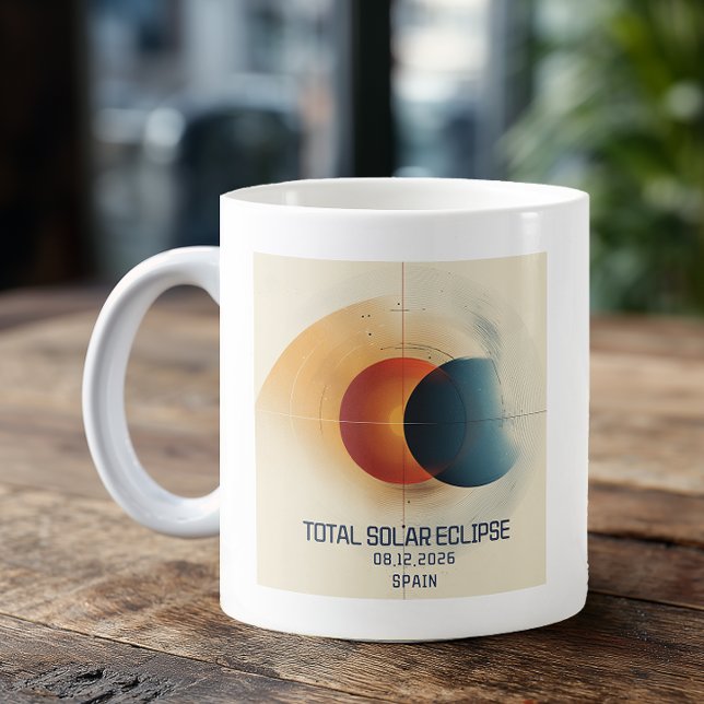 Whimsical Sun Moon Solar Eclipse Coffee Mug (Custom Eclipse Coffee Mug)
