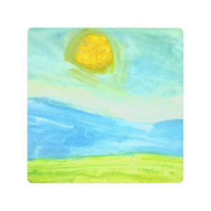 Whimsical Sun: Naive Art Watercolor