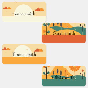 Whimsical sun set kids' labels