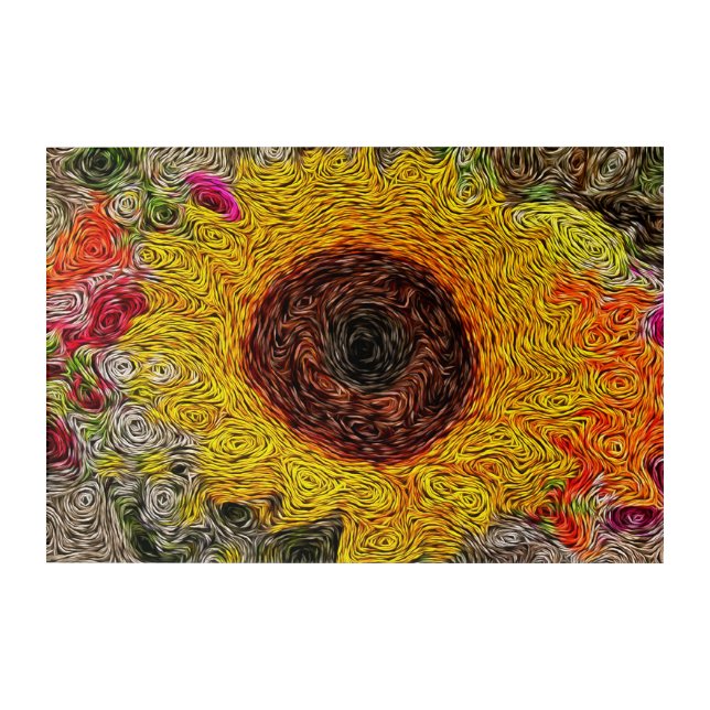Whimsical Sunflower Acrylic Art (Front)