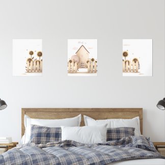 Whimsical Sunflower Garden Wall Art - 3 Pieces set