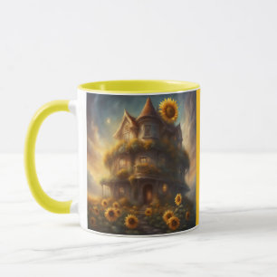 Whimsical Sunflower House in field of Sunflowers Mug