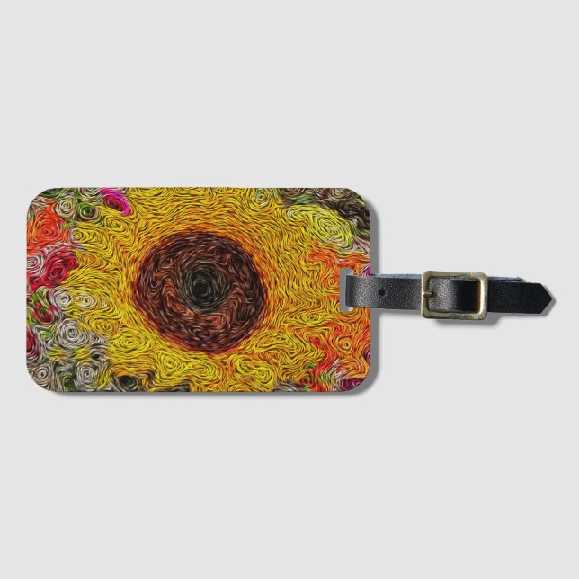 Whimsical Sunflower Luggage Tag (Front Horizontal)