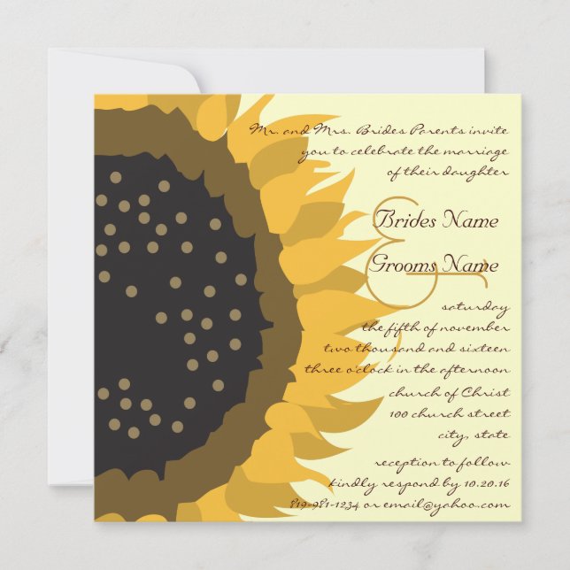 Whimsical Sunflower Wedding Invitation (Front)