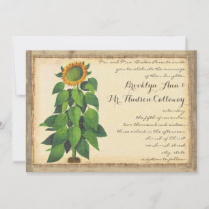 Whimsical Sunflower Wedding Invitation Ivory