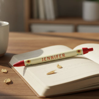 Whimsical Sunflowers with Custom Name Pen