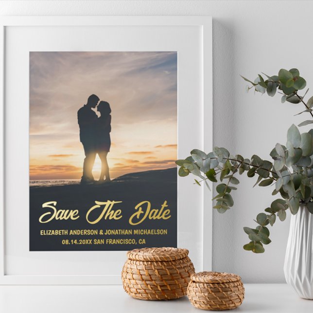 Whimsical Sunset Photo Wedding Save The Date Foil Invitation (Creator Uploaded)