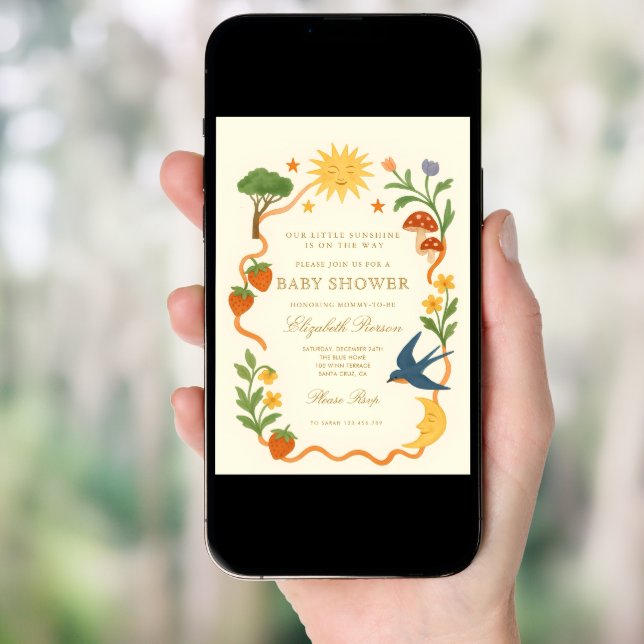 Whimsical Sunshine Baby Shower Invitation (Front Digital)