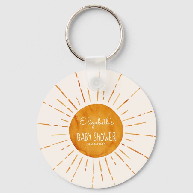 Whimsical Sunshine Baby Shower  Keychain (Front)