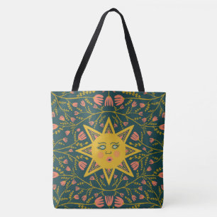 Whimsical Sunshine & Vines Boho Pattern Tote Bag